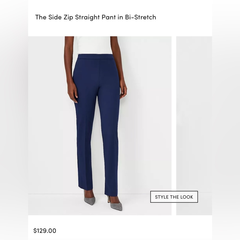 Ann Taylor Navy Blue Side Zip Straight Pant